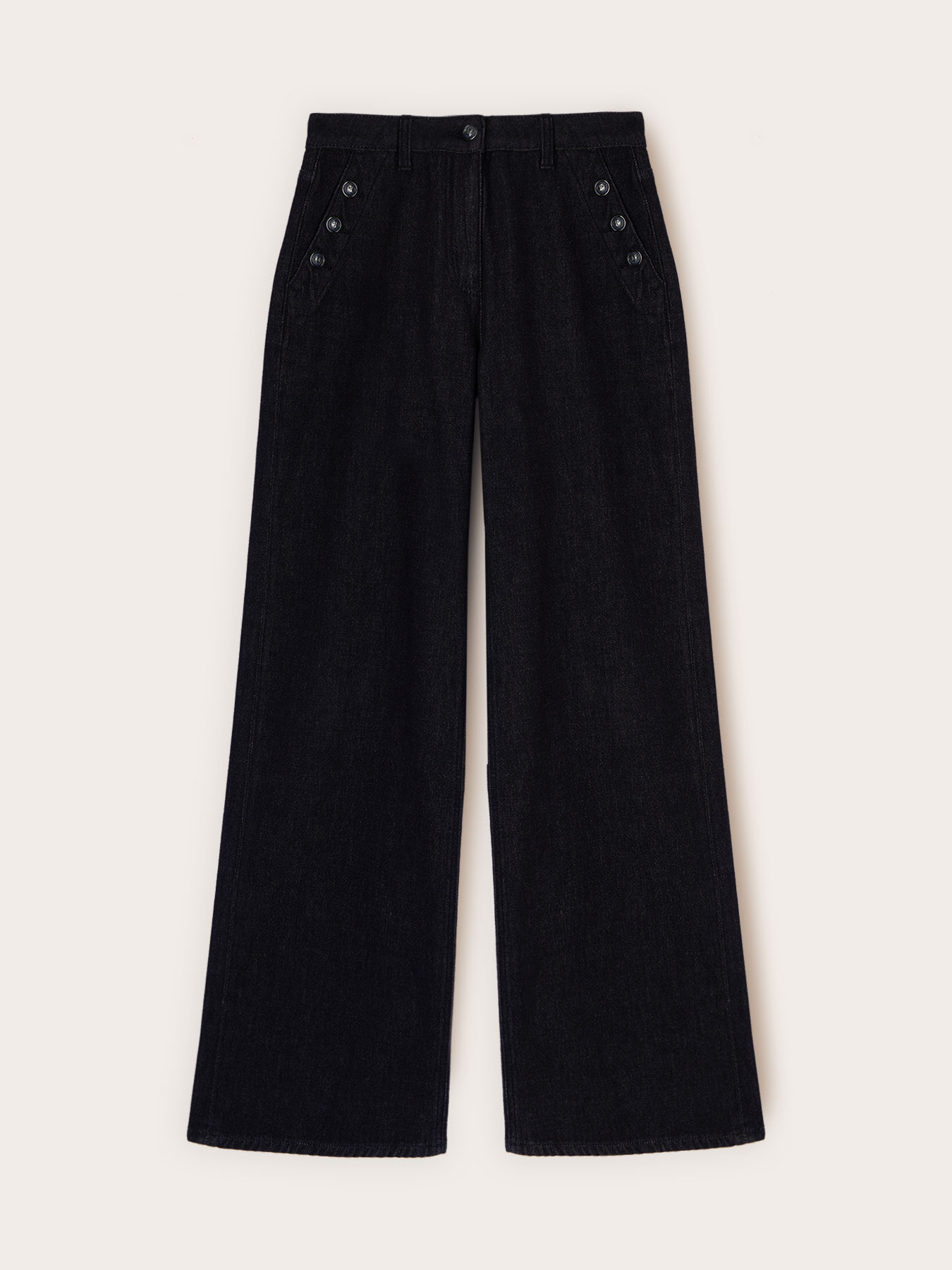 Palazzo jeans with decorative buttons image number 4