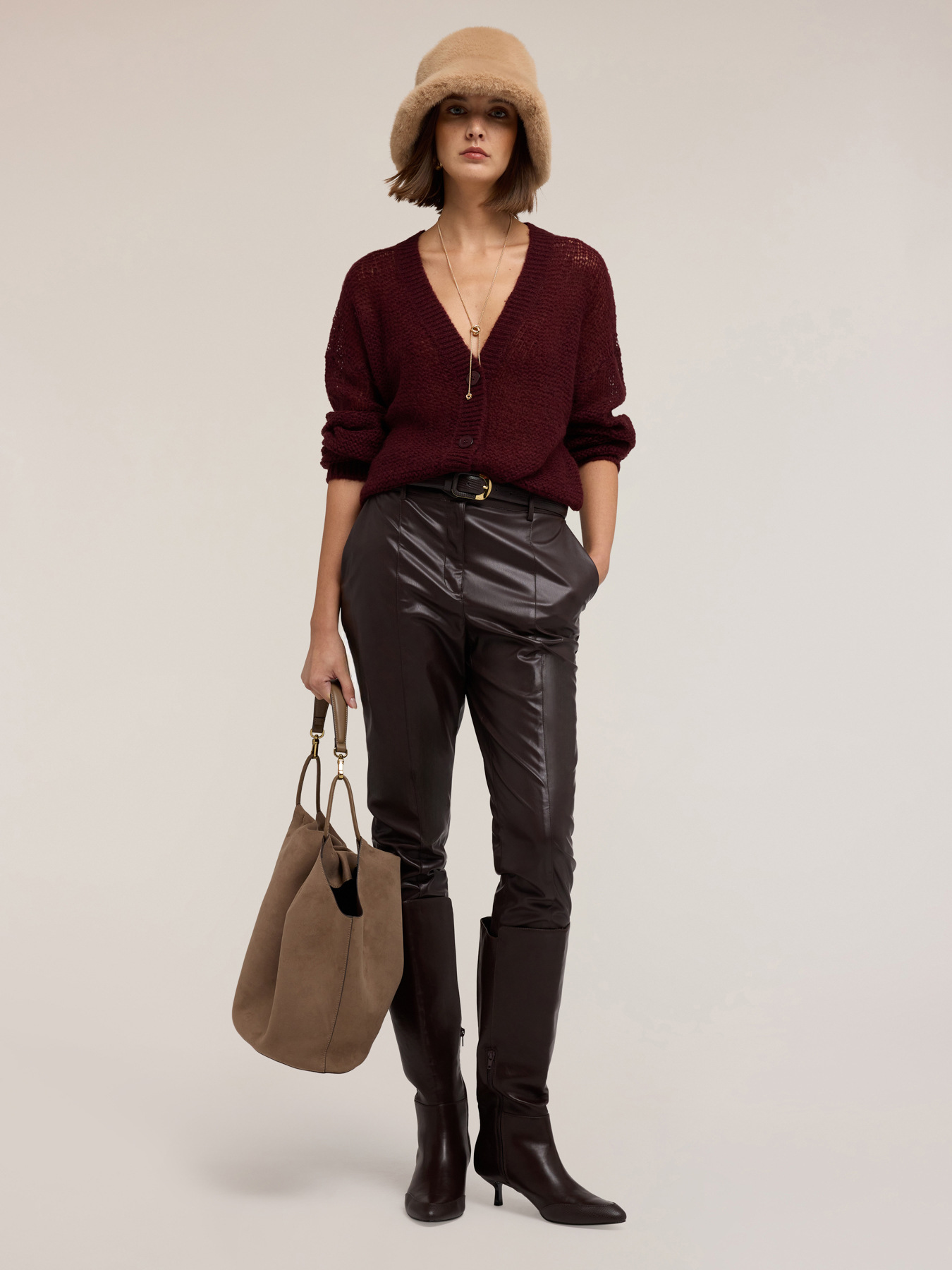 Perforated knit mohair blend cardigan image number 0