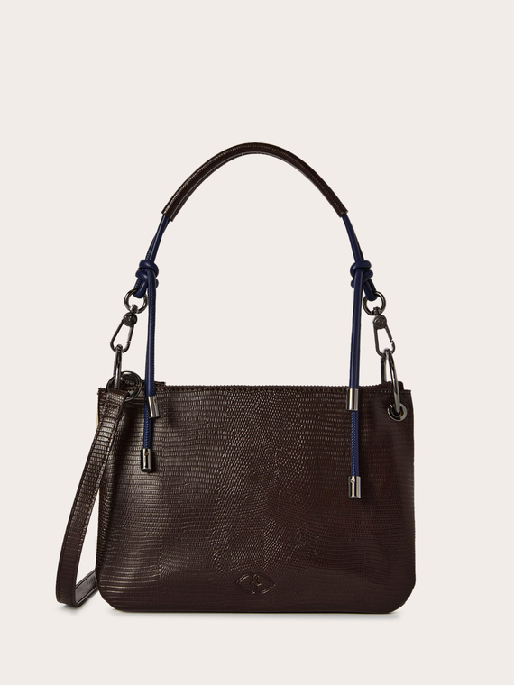 Python-effect coated fabric twin bags