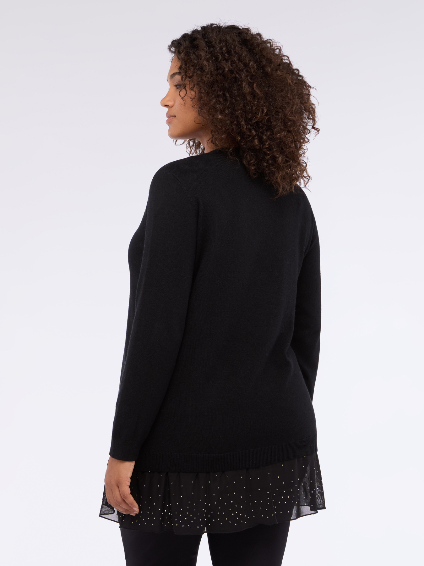 Maglia con dettagli in tulle e strass image number 1