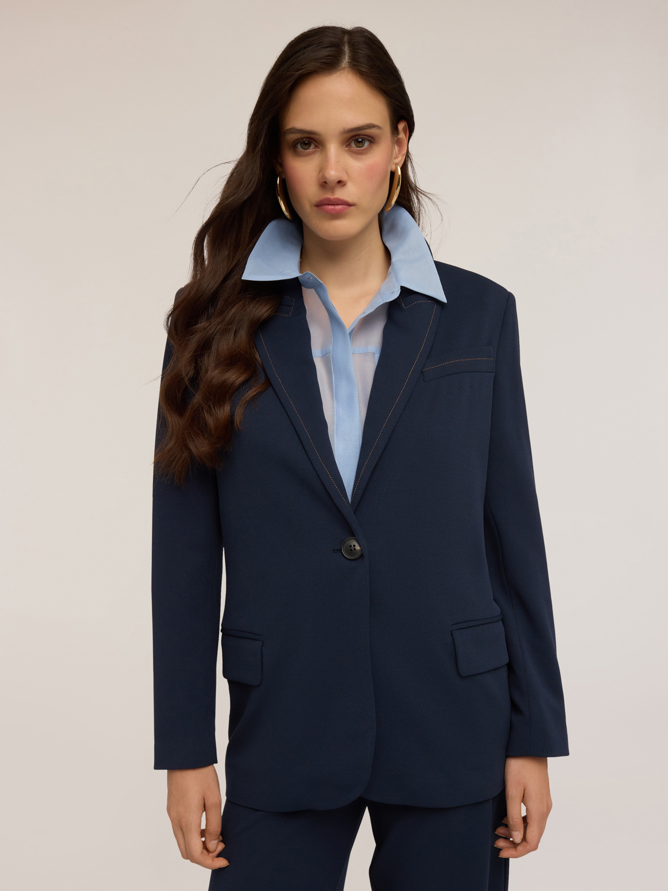 Single-breasted jacket with contrasting stitching image number 3