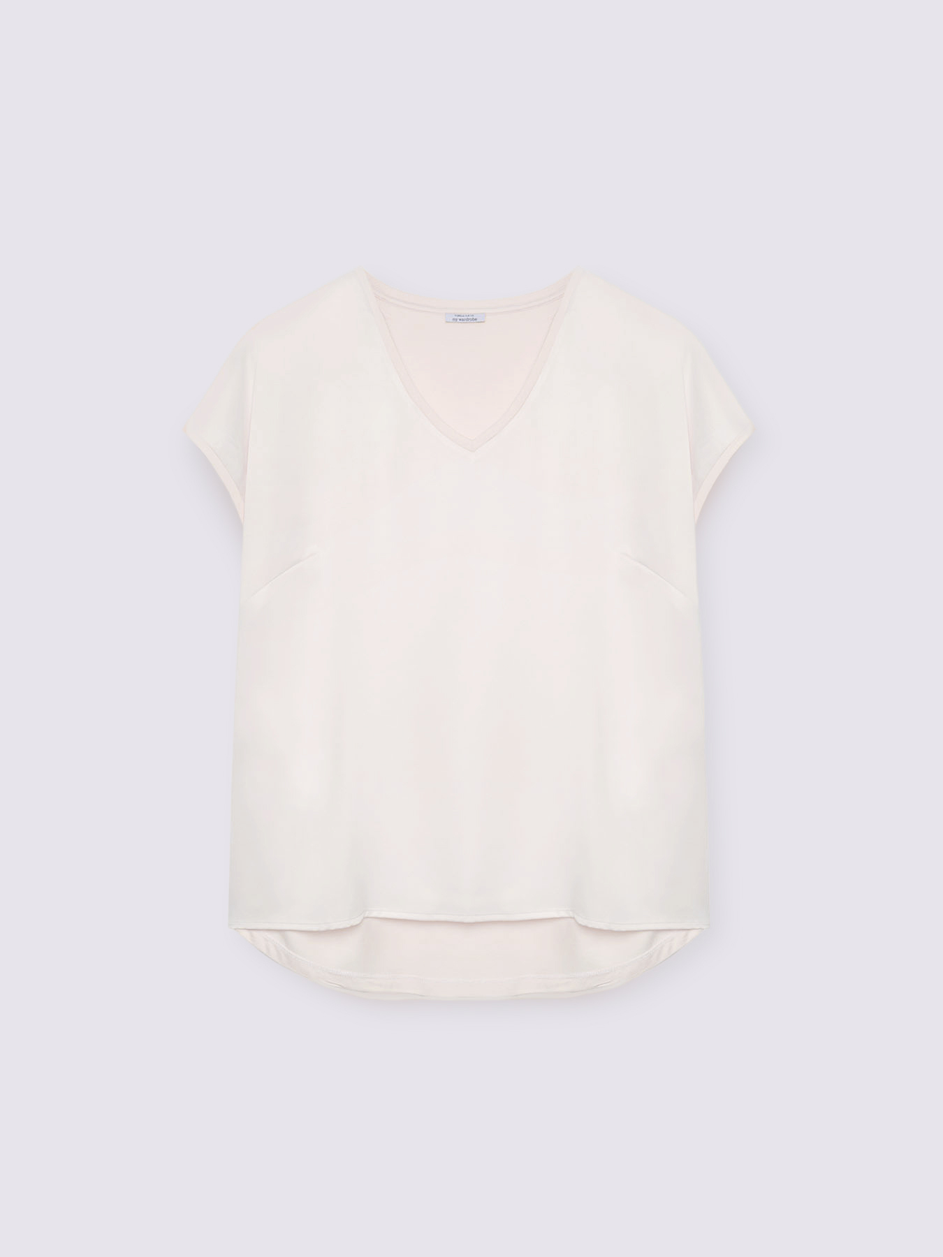 T-shirt bimaterica con scollo a V image number 4