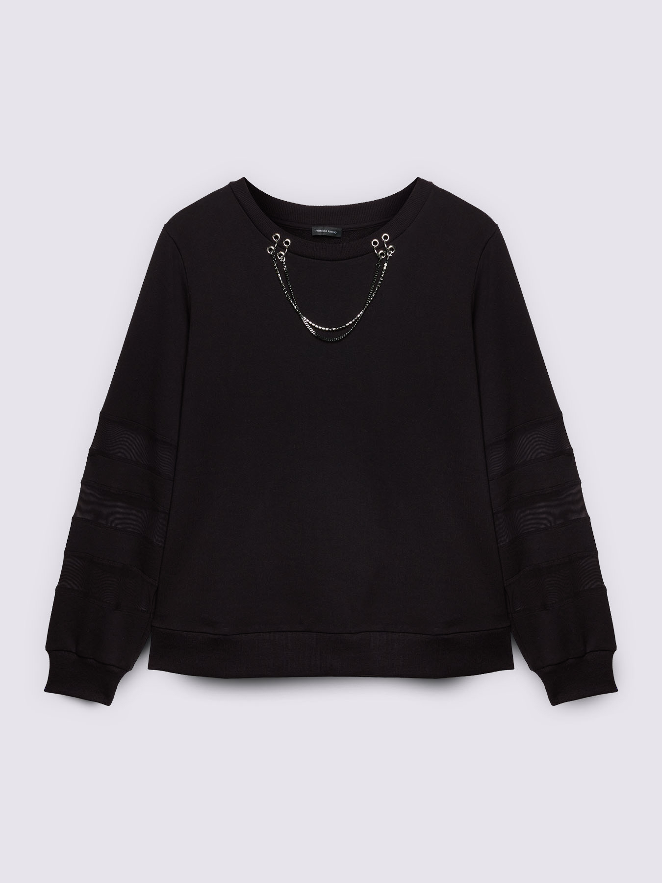 Sudadera con detalle de cadena decorativa e insertos calados image number 4