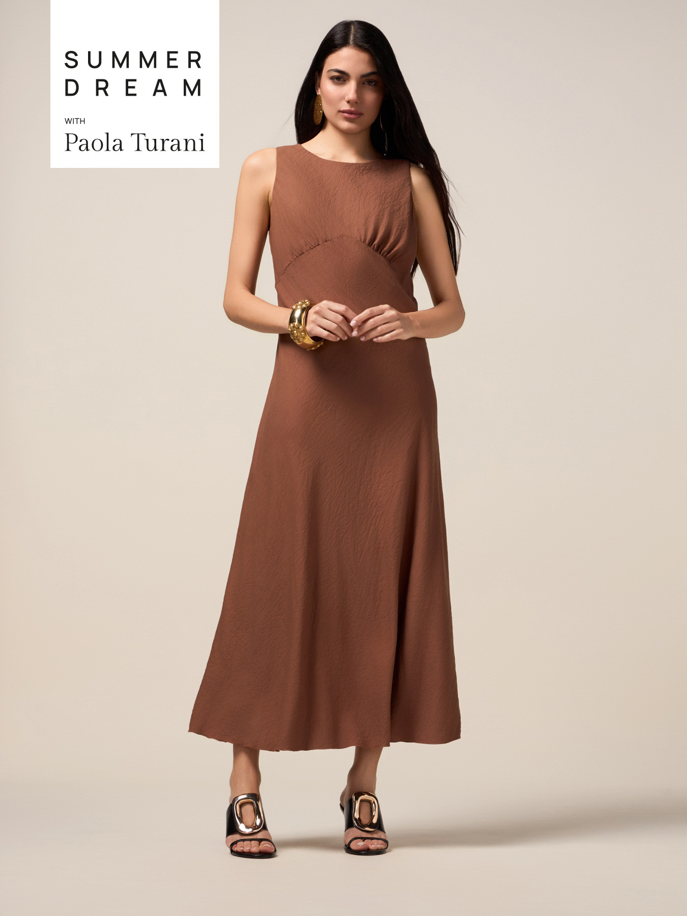 Fluid long dress with draping image number 0