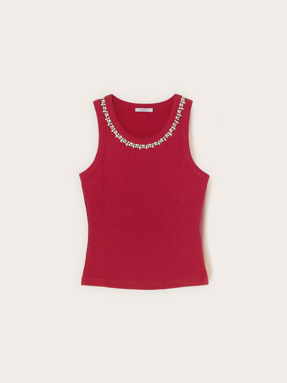 Top with rhinestones on the neckline