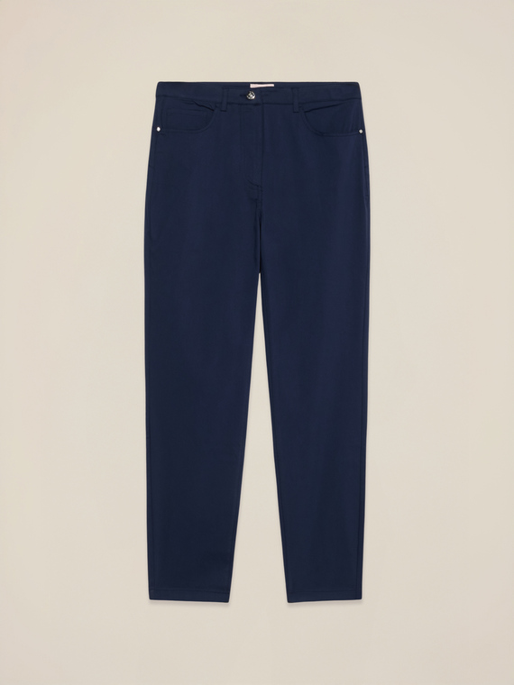 Skinny cotton blend trousers