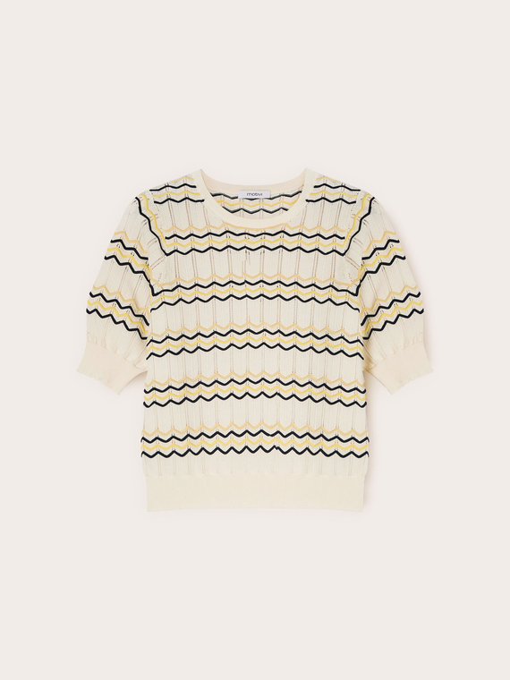 Chevron striped viscose blend sweater