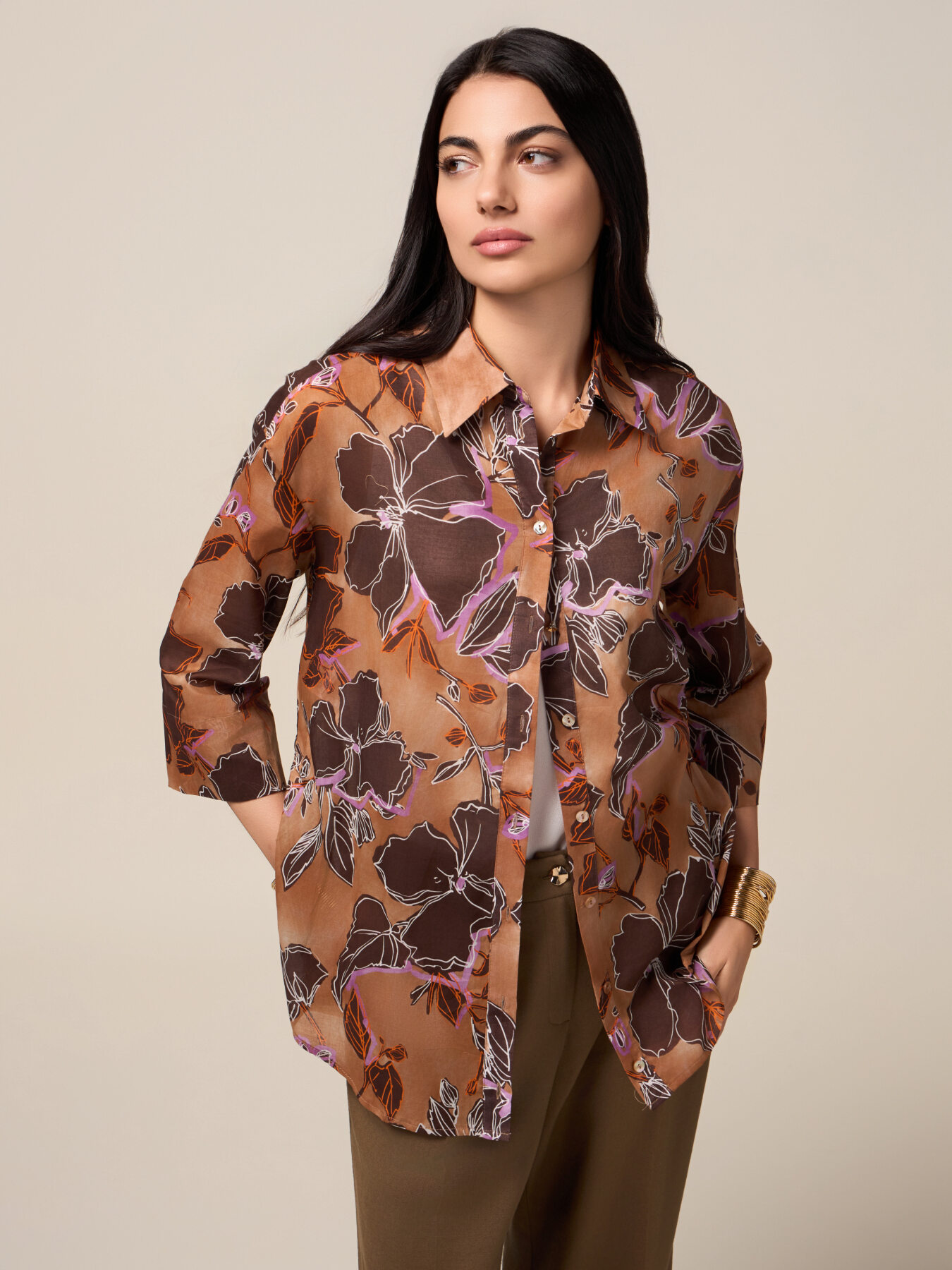 Cămașă din bumbac cu model image number 0