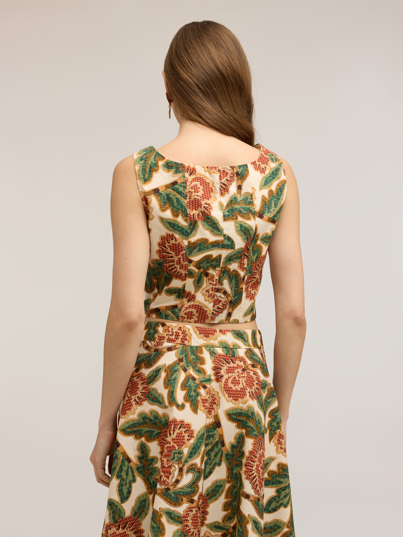 Cropped poplin top with print image number 1