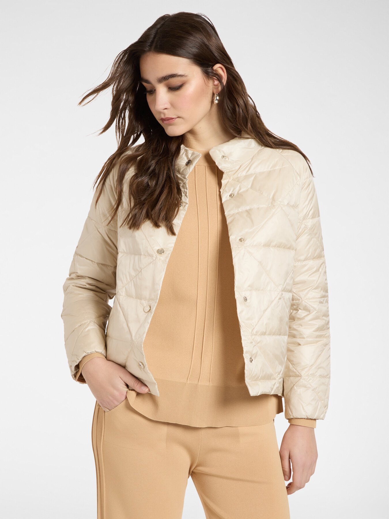 Lightweight quilted nylon down jacket image number 0