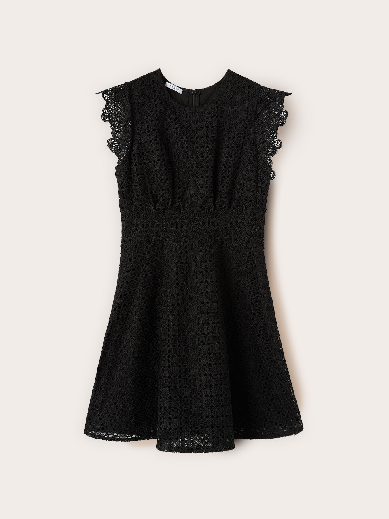 Flare dress in broderie anglaise with lace image number 4