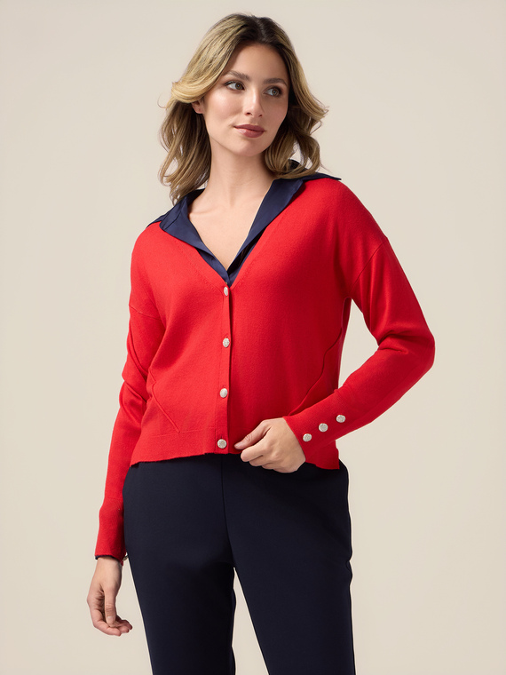 Viscose blend cardigan with jewel buttons