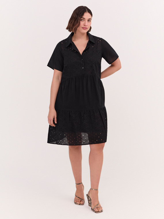 Smile ruffled dress in sangallo