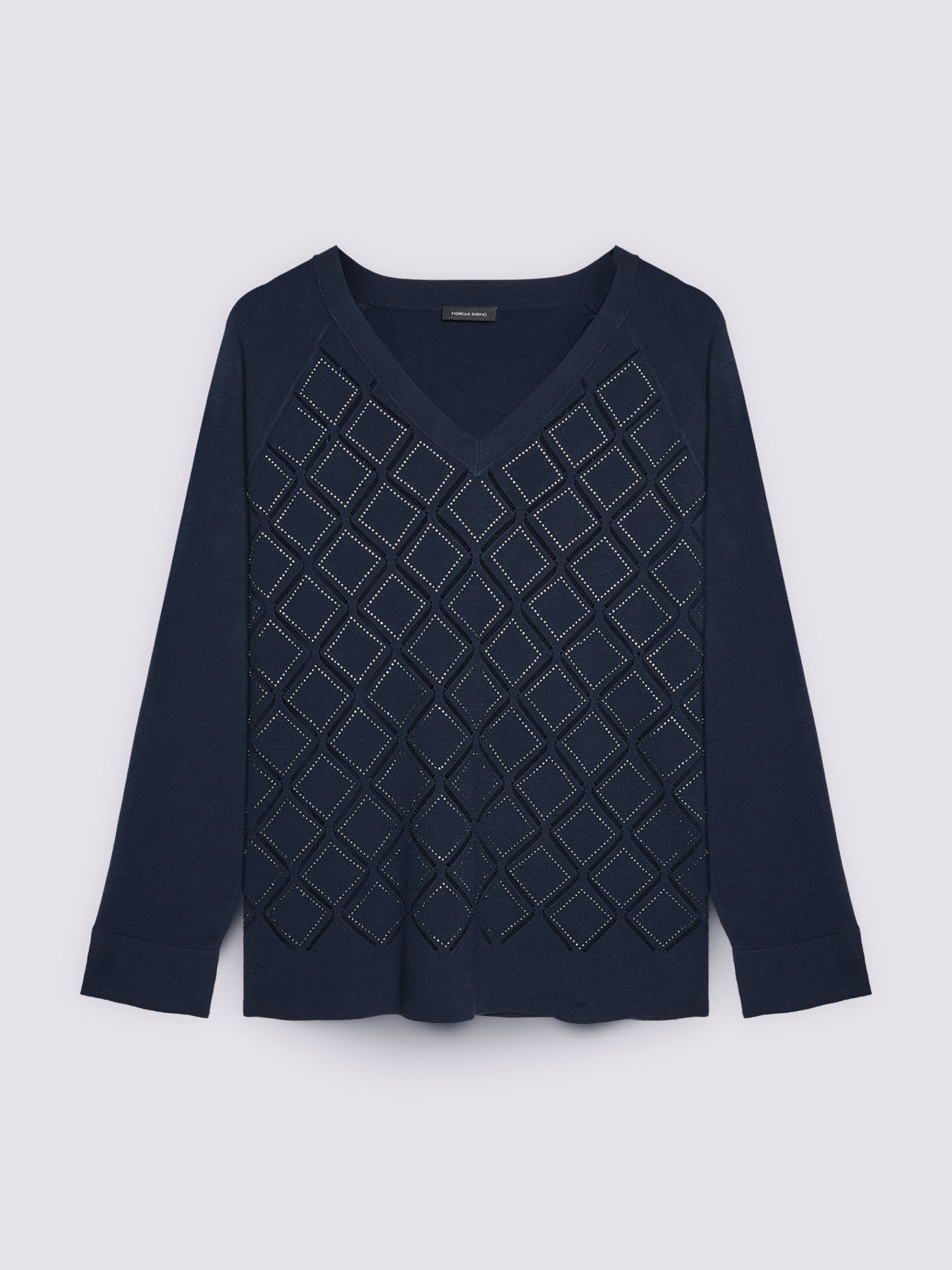 V-neck sweater with diamond detail and light points image number 4