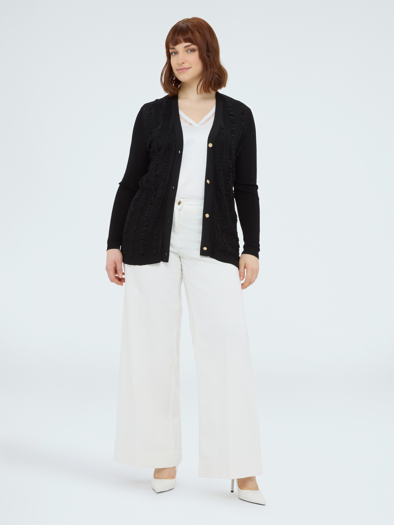 Cardigan con micro rouches image number 2