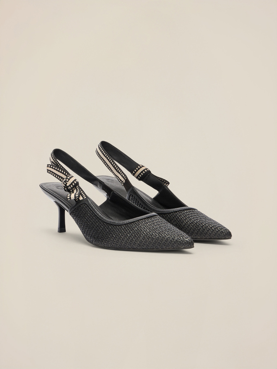 Woven slingback pumps
