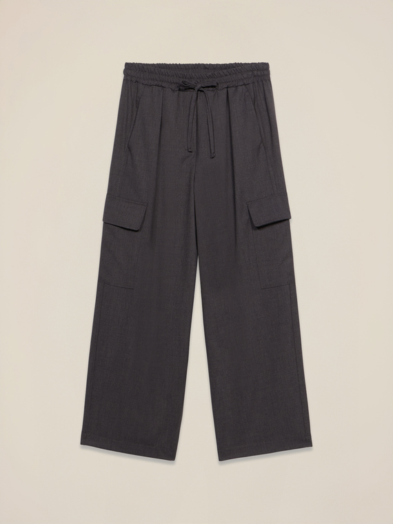 Pantalon cargo en polyester teint en fil