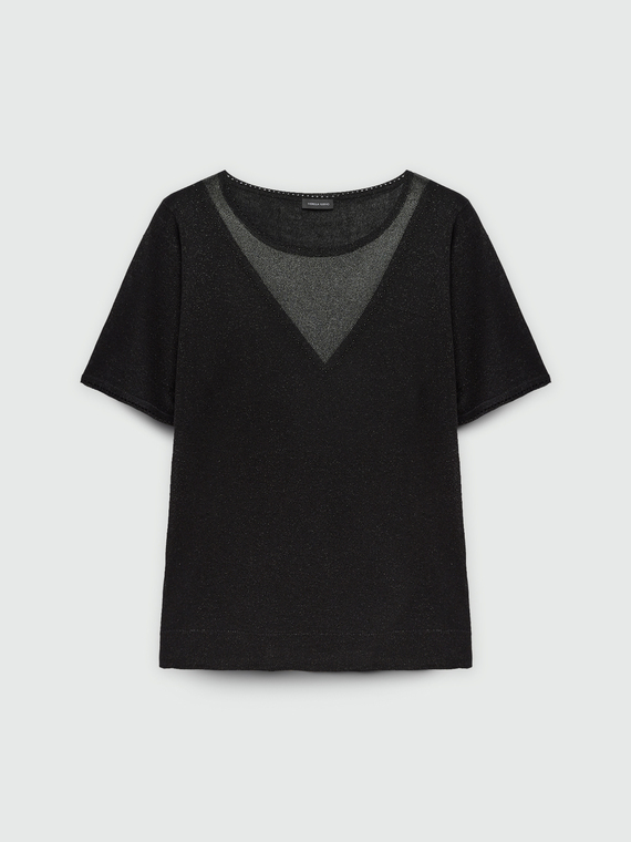 T-Shirt Lurex mit Details am Ausschnitt