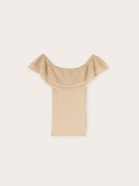 Fine knit shoulder top