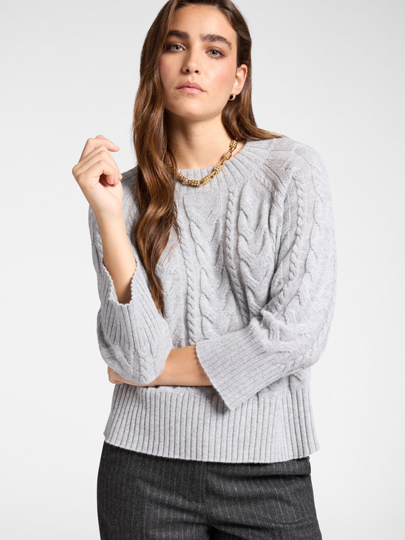 Pull en maille torsadée pure laine