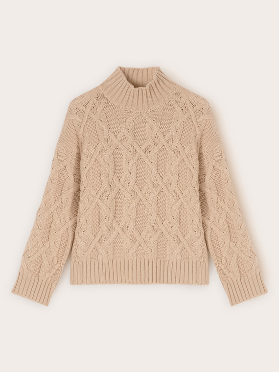 Cable-knit turtleneck sweater in wool blend