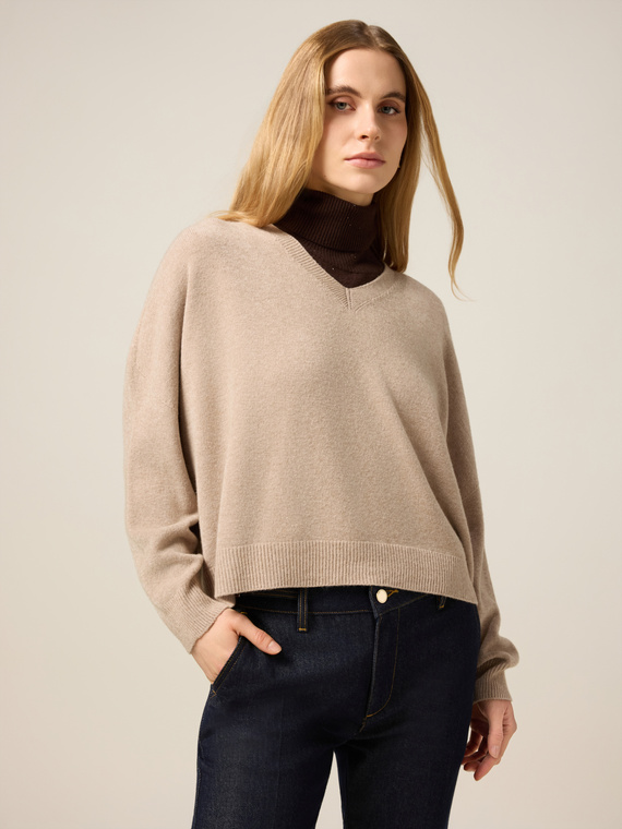 Pull mélange viscose col en V