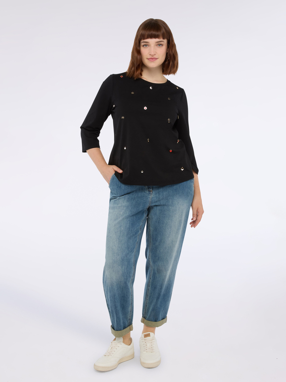 Cotton jersey t-shirt with charms