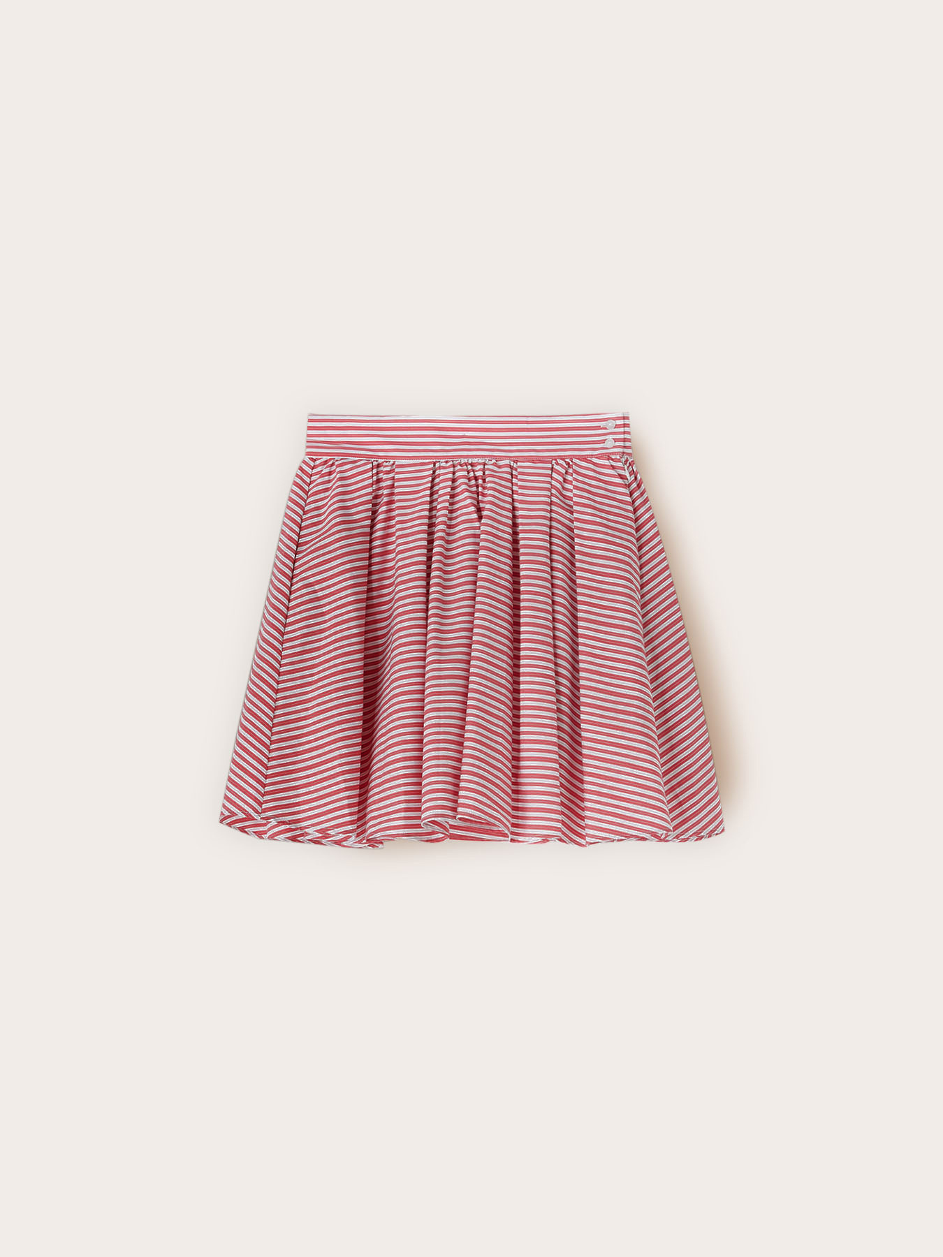 Flared striped poplin mini skirt image number 4