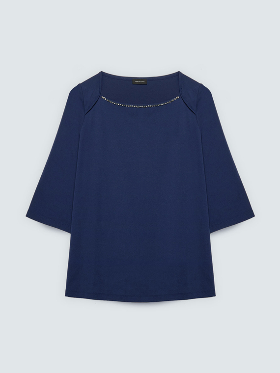 T-shirt in jersey con applicazioni gioiello