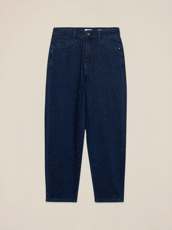 Jeans regular con cristalli