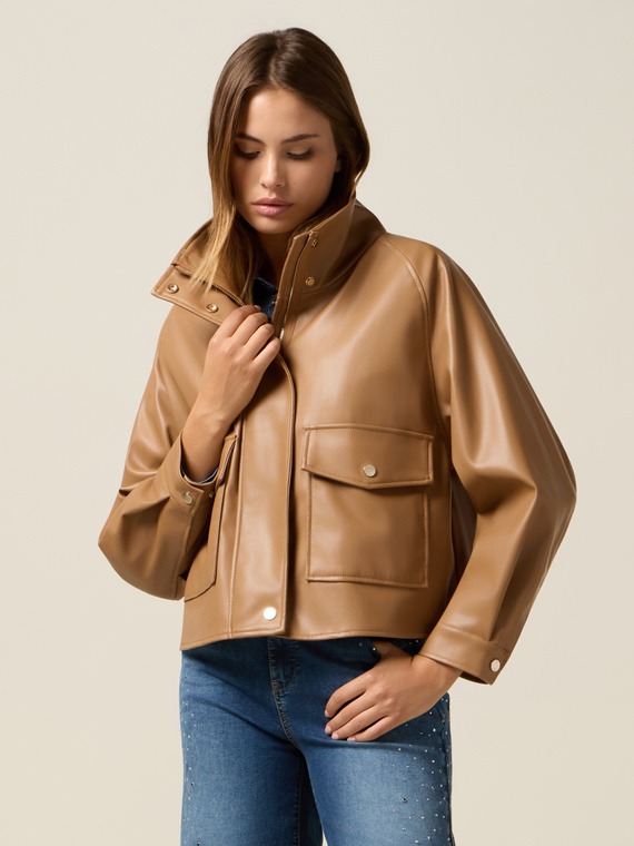 Short jacket with high collar
