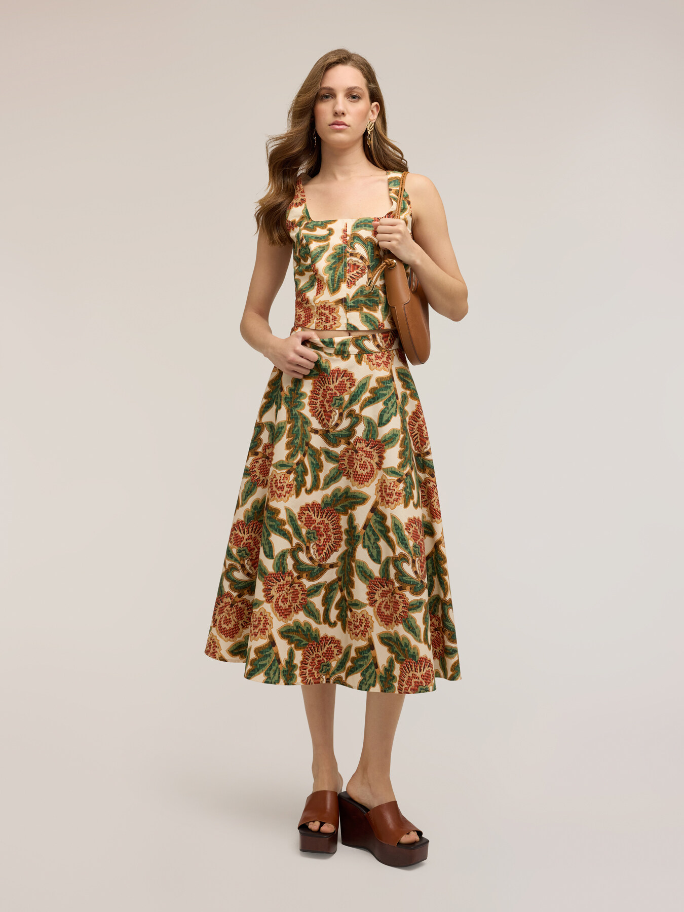 Cropped poplin top with print image number 3