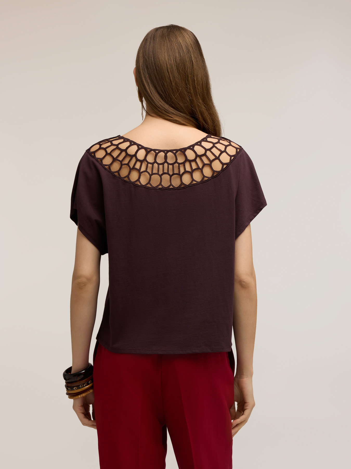 T-Shirt aus Jersey mit Spitzeneffekt-Verarbeitung image number 1