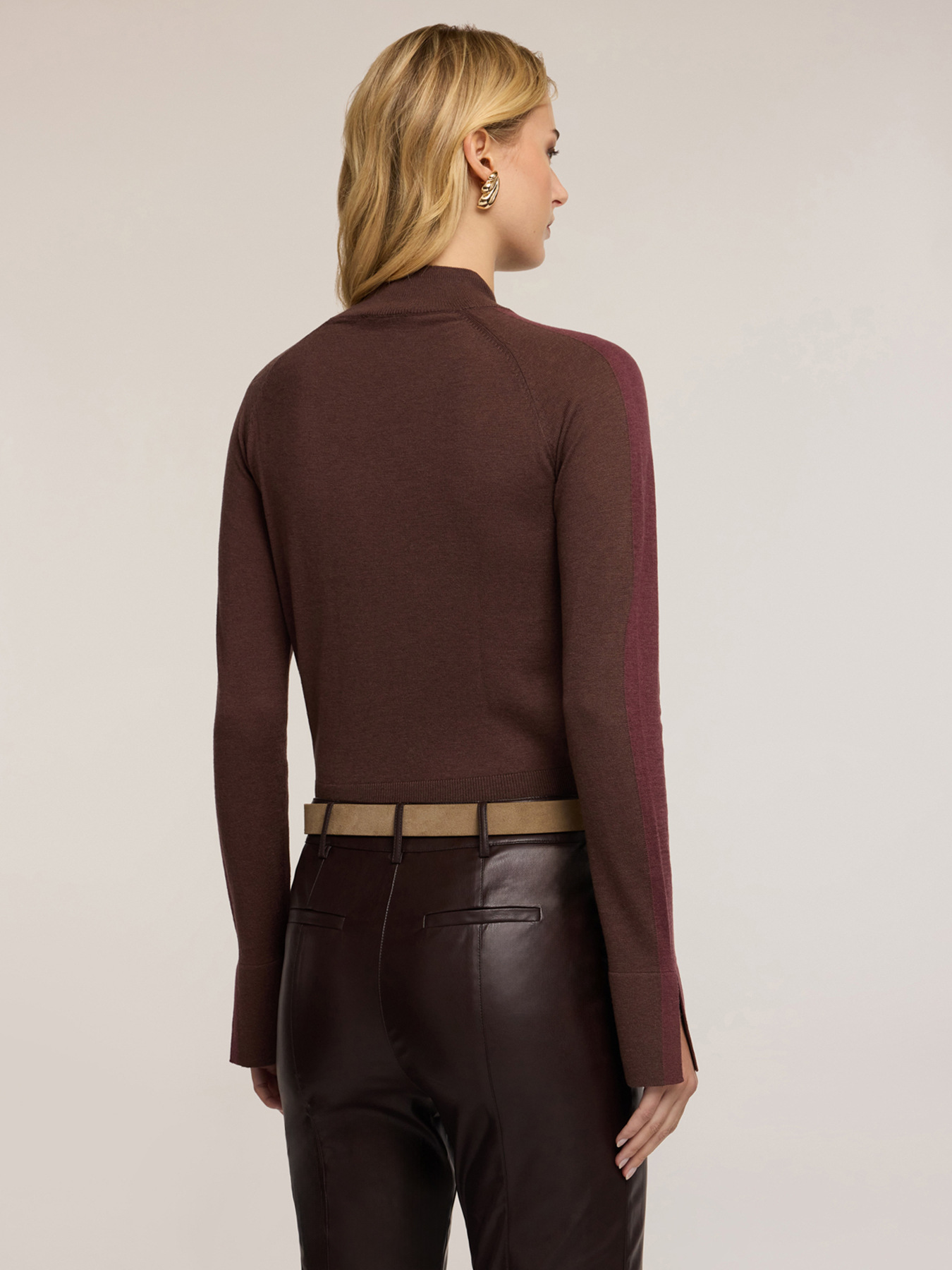 Two-tone turtleneck sweater in silk blend image number 1