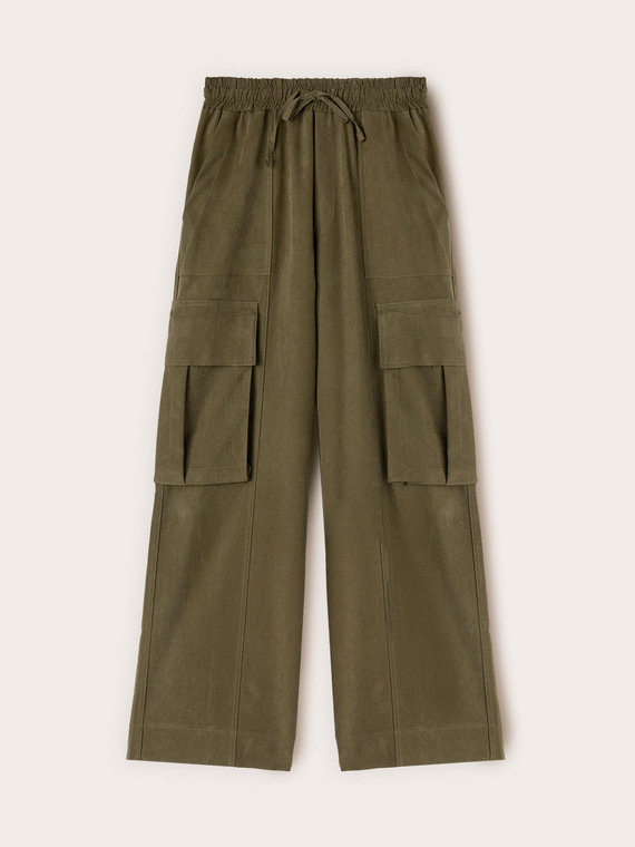 Pantaloni cargo in gabardina misto lyocell