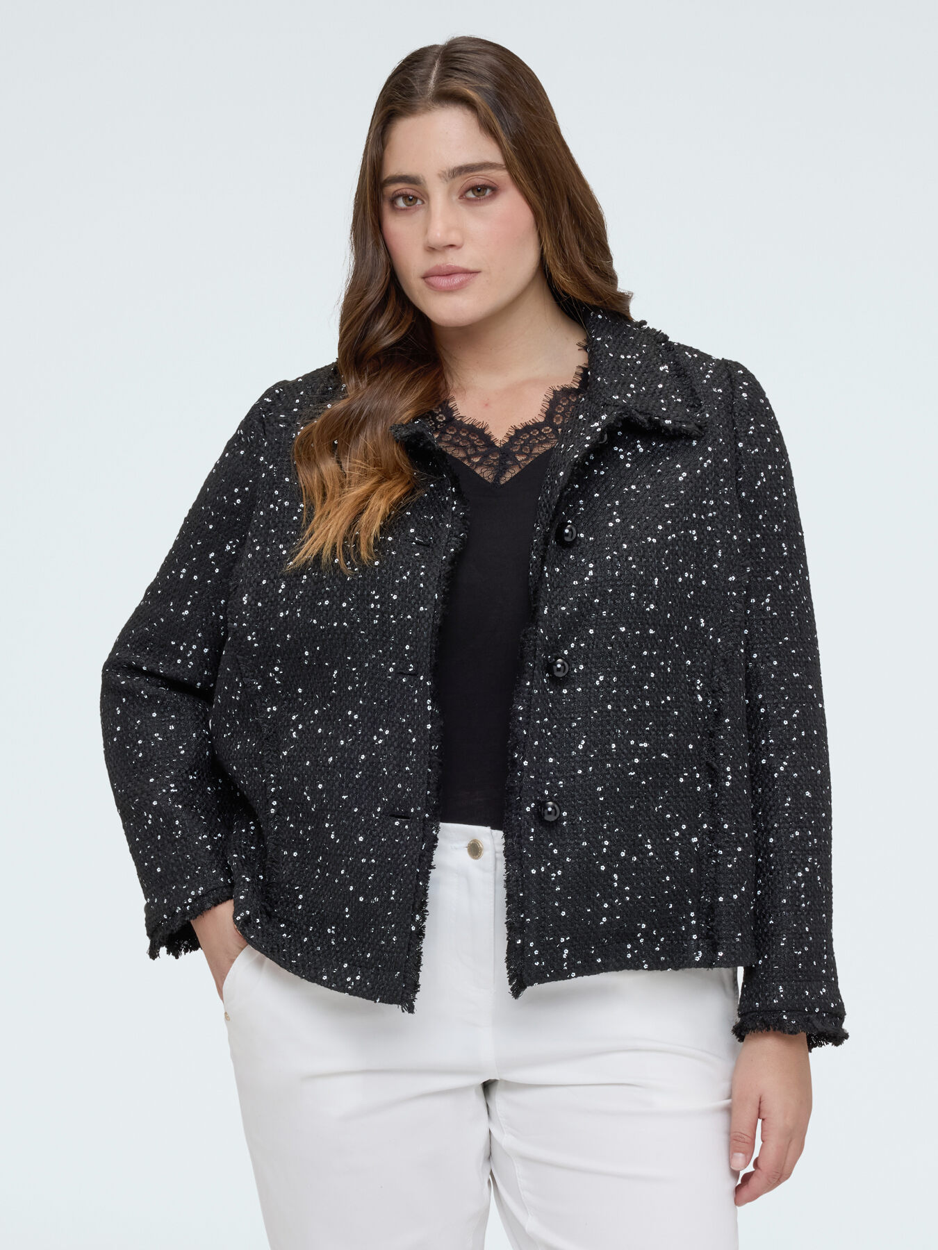 Jacke mit Pailletten und Fransendetails image number 0
