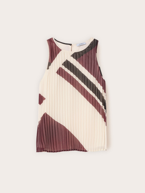 Pleated georgette top with print