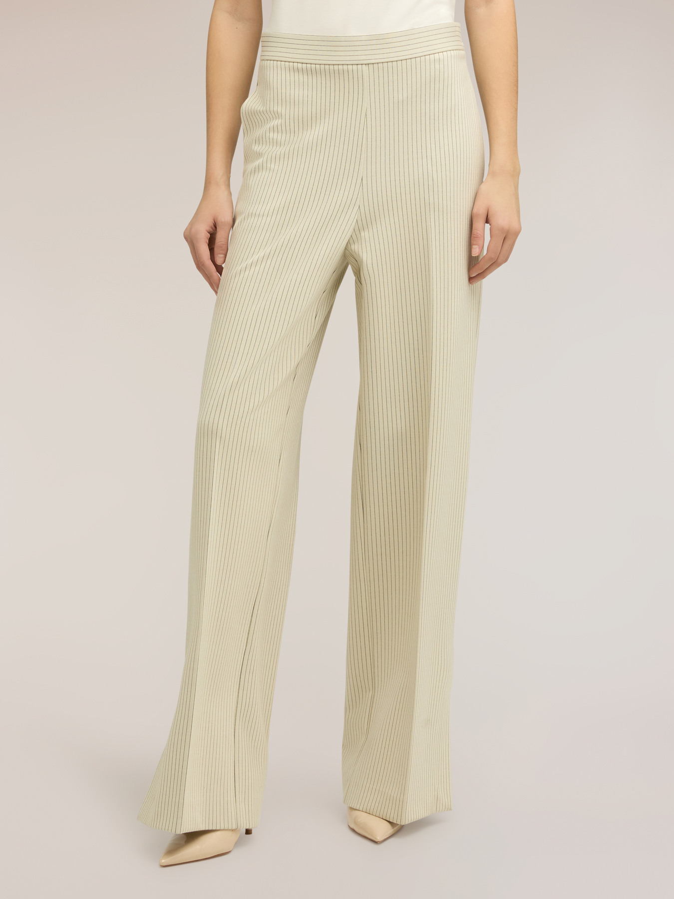 Palazzo pants in pinstripe Milano stitch with slit image number 2