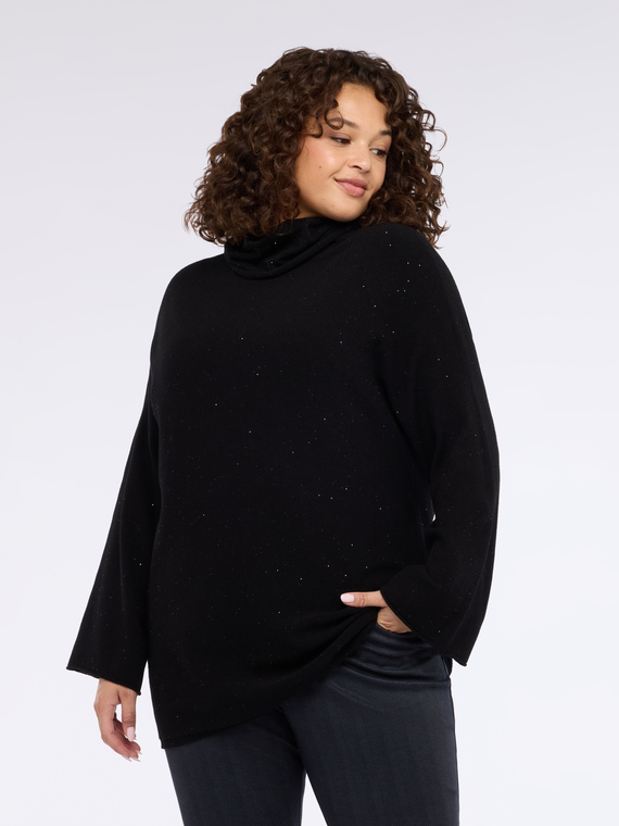 Turtleneck sweater with micro sequins