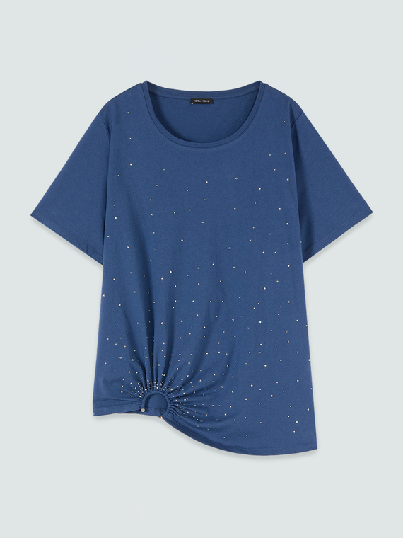 T-Shirt mit Hotfix und Ringdetail