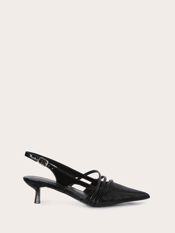Slingback pumps with straps and kitten heel