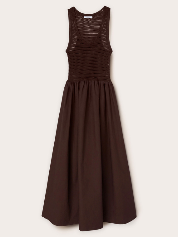 Vestito con corpino in maglia traforata
