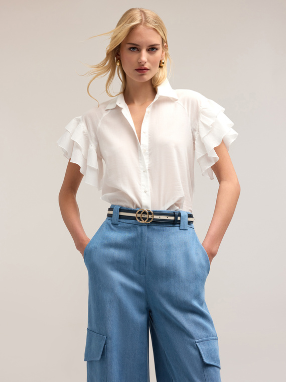 Shirt with ruffle sleeves