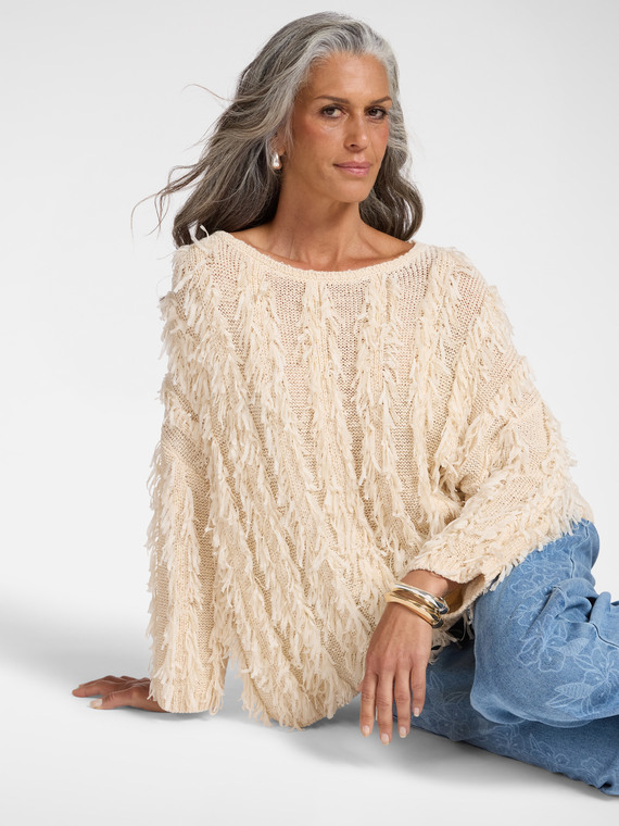 Pull oversize &agrave; franges