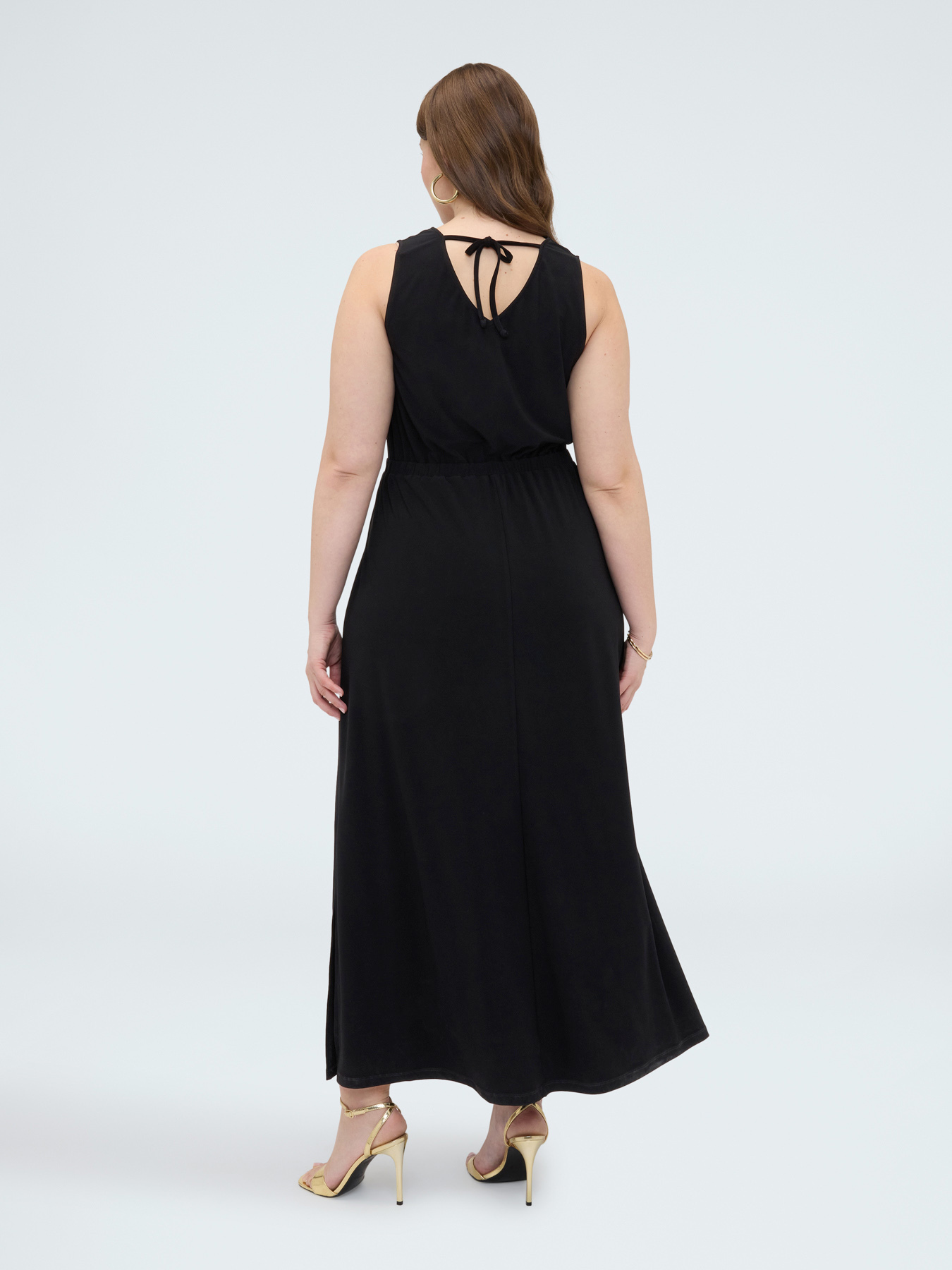 Long jersey dress with back neckline image number 1
