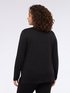 Two-material V-neck T-shirt with long sleeves image number 1