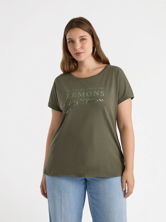 T-shirt avec écriture et broderie