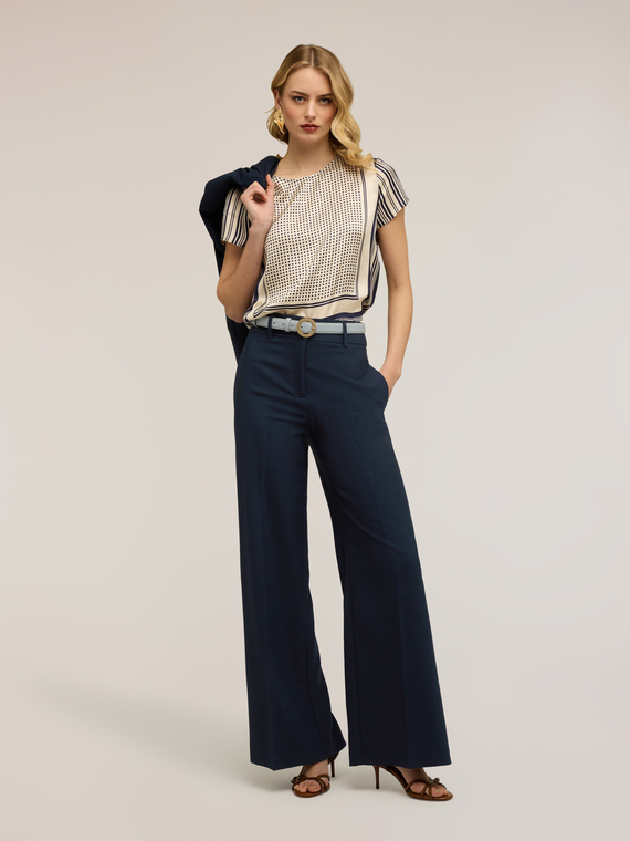 Satin blouse with foulard print