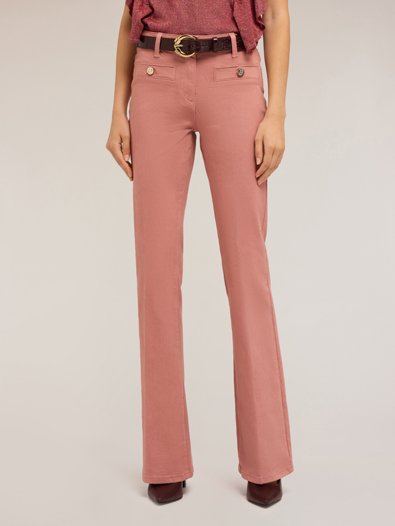 Cotton drill flare pants