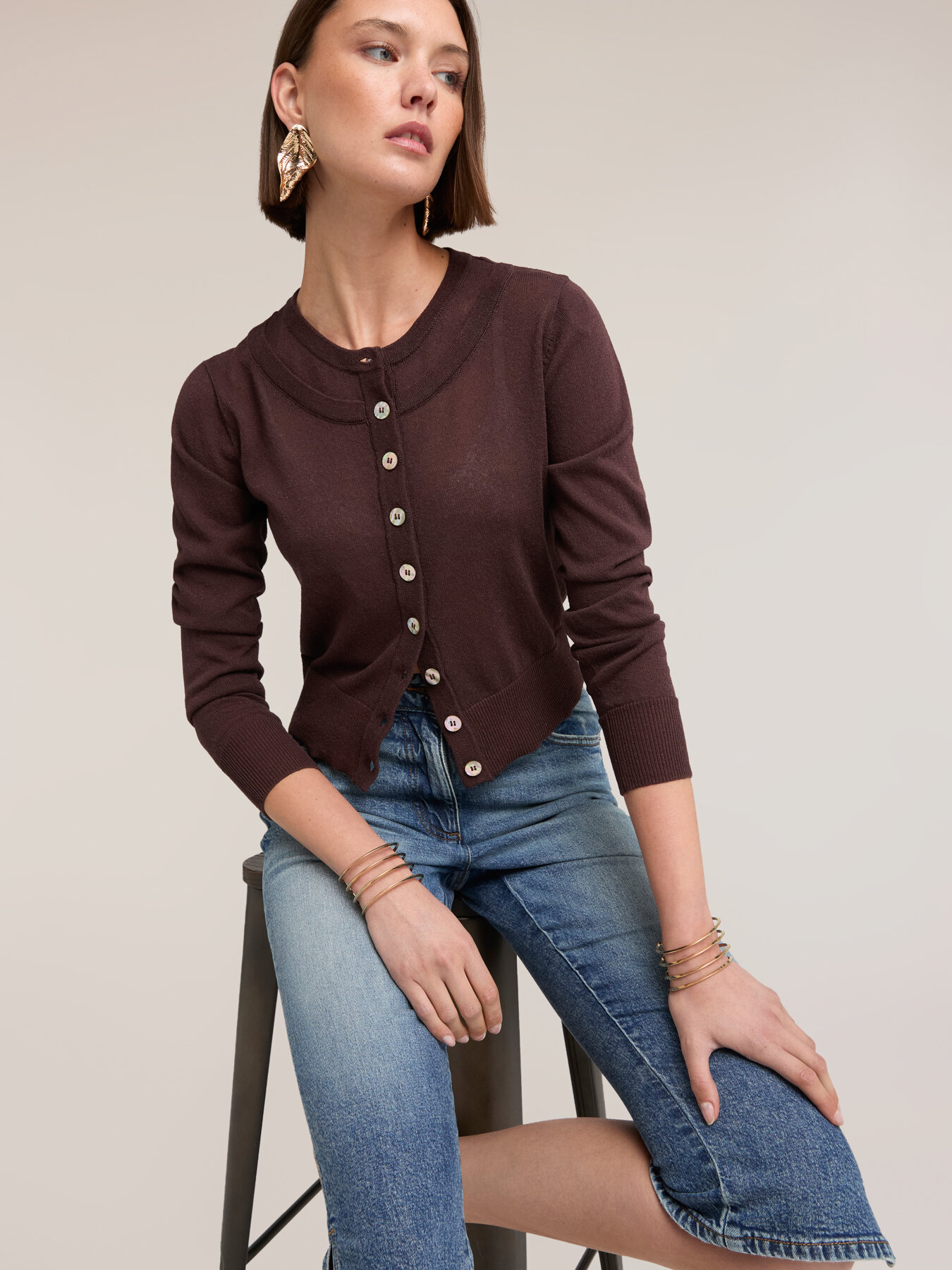 Cardigan en m&eacute;lange de lin image number 1